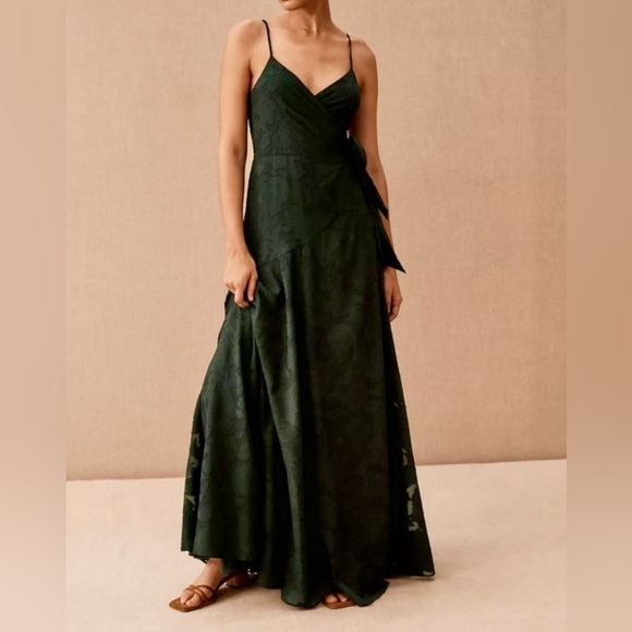 Anthropologie Hutch Floral Wrap Maxi Dress Small Forest Green - Picture 13 of 15